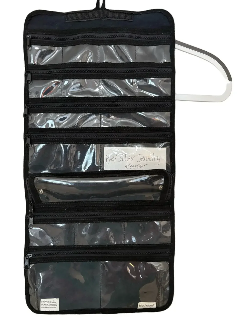 Silver SafeKeeper Black Velvet 18 Pocket Jewelry Organizer with Clear Pockets
